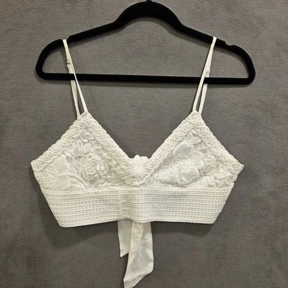 Aeropostale Lace Bralette Bra Top Women's Medium Tie Back Beach Festival Summer
